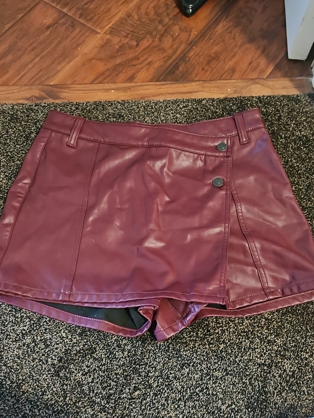 American Eagle Outfitters Burgundy Faux Leather Skort